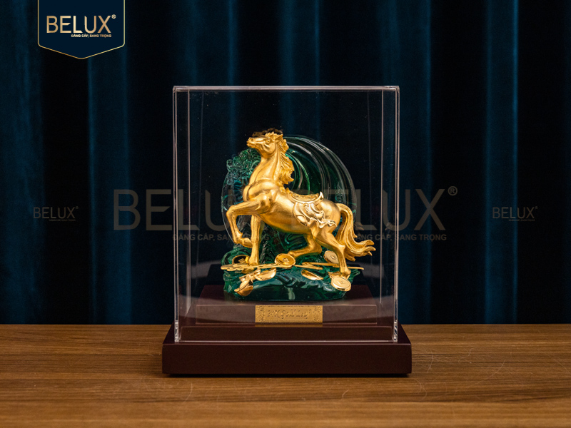 Tượng Ngựa Tuấn Mã dát vàng 24k&nbsp;18x15x12cm